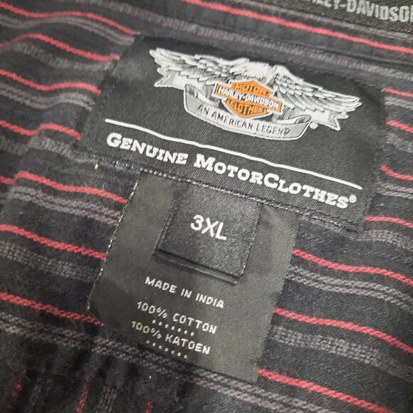 Harley Davidson Men's Pocketed Long Sleeve Button Shirt Size 3XL Pinstripes Big - Picture 3 of 9